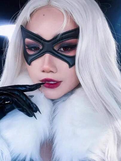 1 pieza Máscara sexy para mujer, máscara de ojo de cuero de PU ajustable para juegos de rol, mascarada, disfraz de carnaval