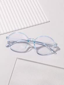 1 Pair Oval Frame Fashion Non-Prescription Glasses, Suitable For 14-16 Years Old Teens, Daily Decoration, Back To School, Campus Style, Holiday, Travel, Halloween Party, Photography Props