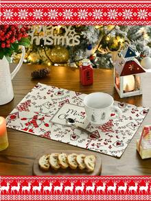 4 piezas/6 piezas Manteles de mesa rectangulares de lino navideños, de 12x18 pulgadas, lavables a máquina, decoración de mesa tejida en amarillo y gris para comedor, hogar, cocina, banquete, cafetería