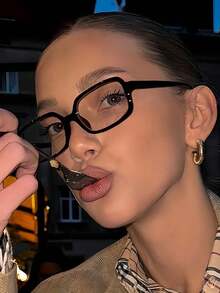 1pc Unisex Fashion Plastic Leopard Print Square Eyeglasses, Casual Style Suitable For Daily Use, Parties, Outfits, Hiking, Back To School, Leisure Life, Great Gift, Fits All Face Shapes, High Quality