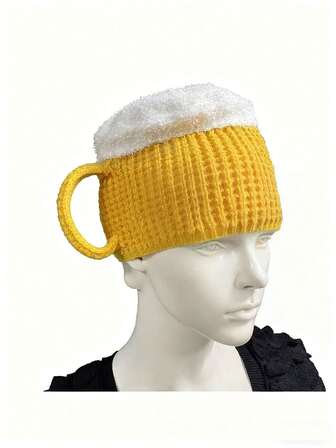 1 st rolig 3D-ölmugg stickad mössa, varm vinter unisex plysch ölmuggshatt, julfesttillbehör, mjuk kostymrekvisita lämplig för alla hjärtans dag, nyårsfest