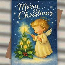 1 pièce Carte de vœux de Noël mettant en scène un charmant ange allumant des bougies, parfaite pour souhaiter de joyeuses fêtes à la famille, aux amis et aux êtres chers. Idéale pour les célébrations festives et les cadeaux. Enveloppe + Carte de vœux