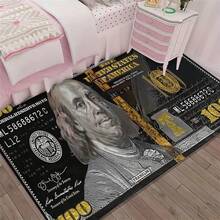 1 pieza Alfombra decorativa de piso con estampado de dólar divertido, alfombra de baño absorbente antideslizante y lavable, negra, suave y cómoda, alfombra de bienvenida rectangular, accesorios de baño, decoración del hogar, decoración de la habitación, decoración navideña