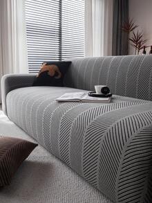 1pc 3D Sofa Cover, Multi-Functional Full Coverage Sofa Slipcover, Solid Color Geometric Pattern Design Sofa Protector, Stretch Fit Sofa Cover, Suitable For All Seasons - Dark Grey - View 5