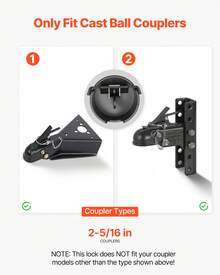 Trailer Lock, Fits 2-5/16-Inch Cast Ball Couplers, Heavy Duty Hitch Lock With 3 Keys Secures Security Chains, Corrision-Resistant, Anti-Theft RV Trailer Locks For RV, Trailer, Boat - Cast Ball Coupler - 查看 2
