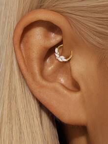 SereneSpark 1 件 925 纯银榄尖形水滴耳环鼻软骨耳轮穿孔精美珠宝适合日常佩戴派对周年纪念情人节 - 金色 - 查看 3