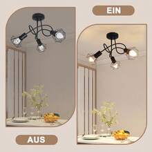 homefire 1/2ER Schwarz Deckenstrahler 3 Flamming Vintage Deckenleuchte Deckenlampe E14 Wandleuchte Eisennetz Umlauflampe Retro Küchenlampe Strahler für Wohnzimmer Schlafzimmer Flur(Ohne Leuchtmittel)