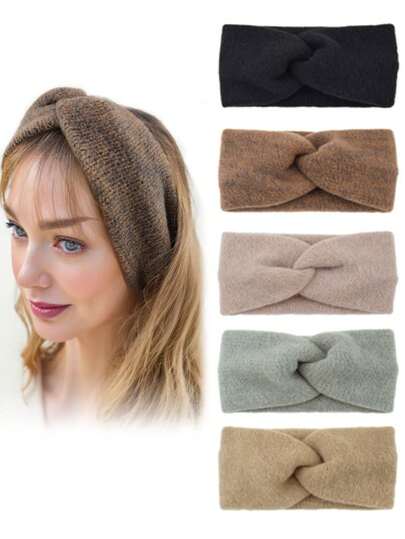 1pc Fashionable Knitted Headband, Warm & Windproof, Versatile Headwrap For Autumn/Winter, Suitable For Mother's Day, Back To School, Thanksgiving, New Year, Valentine's Day, Carnival Holidays Women Bandanas Winter Hair Accessories