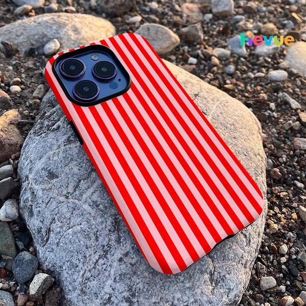 Fashionable Striped, Black And Pink, Dual-Layer Protective Phone Case For Iphone17 16 Pro Max, 17 Air 15 Pro, 13, 11, 12, XS, 8 Plus, 7 Glossy 2-In-1 Case.