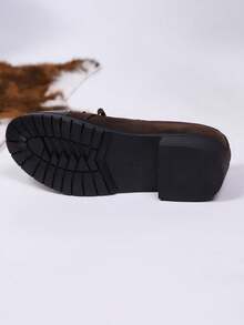 Sapatos Femininos Planos, Sapatos Casuais, Sapatos de Casa, Mocassins, Sapatos de Enfermeira, Sapatilhas com Laço, Sapatos Elásticos de Veludo Respiráveis e Slip-On - Castanho - Visão 8