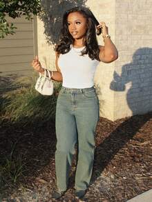 Steph T Jeansy z szerokimi nogawkami i kieszeniami ukośnymi, jeansy typu baggy