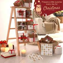 25 pezzi Adesivi numerici natalizi, Adesivi numerici per calendario dell'avvento natalizio colorato, Conto alla rovescia 1-25 giorni, Adesivi per calendario dell'avvento fai-da-te e sigillatura di regali, Forniture per ufficio e scuola per il conto alla rovescia di Natale, Adesivi per sigillatura di regali per feste, Forniture per scrapbooking, Forniture scolastiche (stile kraft)