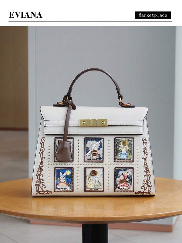 Bolso de mano de mujer de moda de lujo 2025, bolso de mano grande de gran capacidad para ir al trabajo, bolso de mano bordado de diseño exclusivo, bolso de hombro cruzado con lindo diseño de conejo