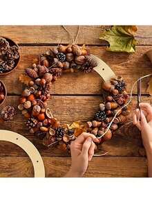 1 pièce Couronne de Noël ronde, Anneau en bois pour artisanat de fête, couronne, décoration de fête de Noël, décoration de scène de fête, faveurs de fête, sapin de Noël