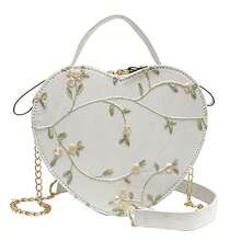 Woman's Crossbody Shoulder Bag Top Handle Shoulder Bags With Heart Shape For Mobile Phone Cosmetics Keychain - trắng - Xem 4