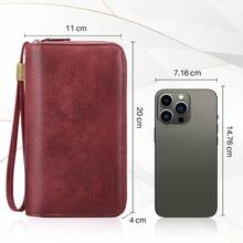 ¡RecomendadoSlowTon Carteras Mujer, 24 Ranuras Gran Capacidad Cartera Roja para Mujer de Cuero PU con Bloqueo RFID, Minimalista Cartera Dama con Monedero y Doble Cremallera para Mujeres, Regalos para Mujeres¡Top de Temporada - Rosa - Ver 7