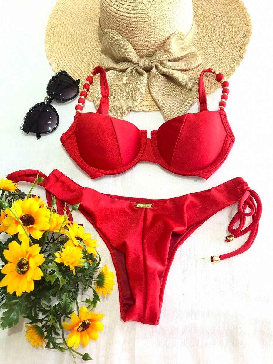 Simple Elegant Beach Knot Fabric - 紅色 - 查看 1
