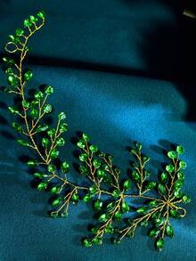 1pc Elegant Handmade Crystal Waist Belt, Suitable For Wedding Dress, Evening Gown, Autumn Outfit - Mint Green - View 3