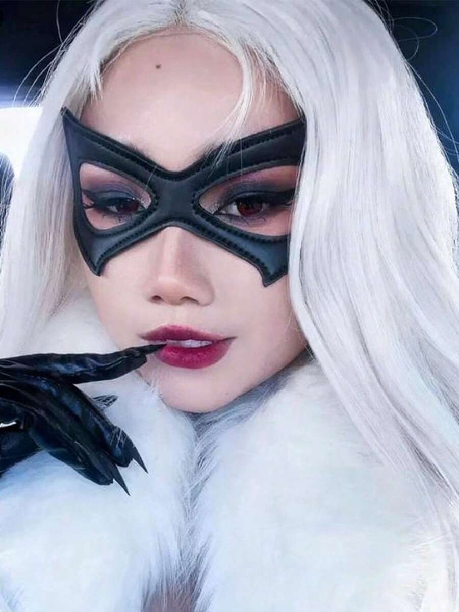 1 Women's Halloween Costume Sexy Mask Eye Mask Cosplay PU Leather Adjustable Mask Masquerade Catwoman Mask Party Carnival Outfit Props