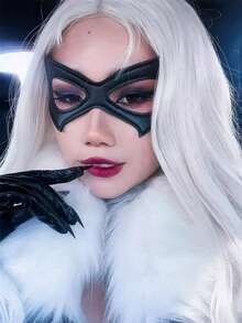 1件装女士性感面具眼罩，角色扮演，PU皮革材质，可调节面具，适用于化装舞会、派对、嘉年华、服装道具 - 黑色 - 查看 1