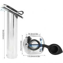 Soporte para Caña de Pescar de Acero Inoxidable, Incluye 2 Unidades con Base de 9 Pulgadas y Ajuste de 30°, Ideal para Yates y Embarcaciones - 1 - Ver 5