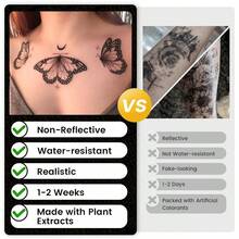 Tattoo Tech 2 Sheets Small Semi Permanent Tattoo Lasts 715 Days Temporary Tattoos Waterproof And NonReflective For Summer Beach For Arms Shoulders Unique Design - 榆樹 - 查看 9