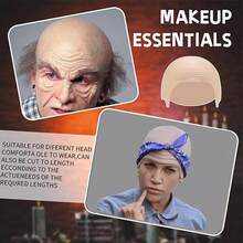 4 件套趣味角色扮演服装配饰 - 假秃头帽、长鼻子、黑灰色格子围巾套装，单身派对新装扮装饰 - 彩色 - 查看 5