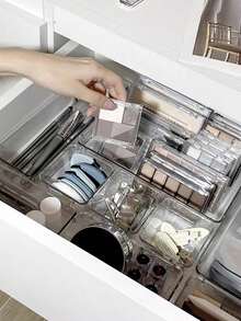 1/3/5/7/11/18/25/37pcs, Versatile Clear Drawer Cosmetic Organiser Set, Featuring 4 Trays Of Varying Sizes For Effortless Storage, Perfect For Organising Cosmetics, Accessories, School Supplies, Kitchen Utensils, And Office Essentials, Ideal For Holiday Gifting, Home Makeovers, And Seasonal Decluttering, Enhance Your Space For Christmas, Thanksgiving, New Year, And Valentine's Day Celebrations, Elevate Your Organisational Style With This Multi-Purpose Solution For Every Room In Your Home.