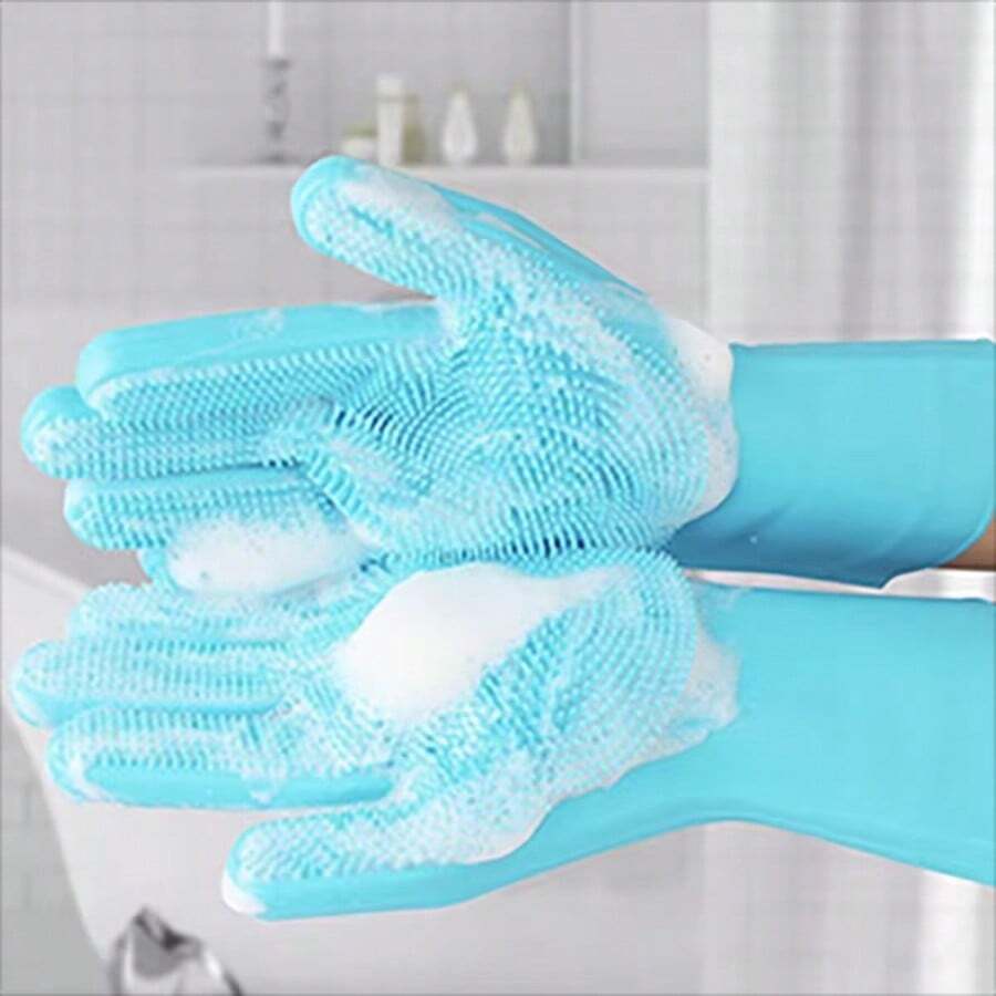 Pet Bathing Massage Gloves Silicone Soft Bristles Dog Grooming Brush For Cats And Small Animals - Multicolor - View 1
