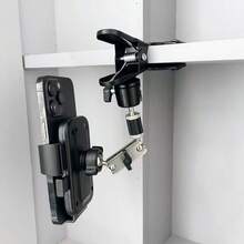 1 pieza Soporte de escritorio para teléfono con abrazadera universal y cabezal esférico, de metal, para transmisión en vivo perezosa, de 360 grados, para mesita de noche