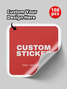 1-108pcs Customizable Square Stickers - Includes Any Design, Image, Logo, Text, Waterproof, Personalized Thank You Labels, Unique Ideal Gift For Friends, Sons, Daughters, Students, Employees, Kids, Schools, Families, Offices, Etc. - White - View 23