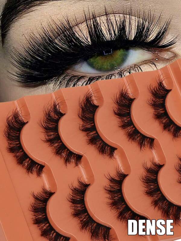 5 pares de pestañas postizas de alta calidad, de aspecto natural y suave, extensión de pestañas en forma de D, pestañas naturales, DIY, estilo europeo, multipack, reutilizables en forma de D, súper gruesas, extensión de pestañas, adecuadas para Halloween, maquillaje profesional, fiestas de disfraces, maquillaje de escenario, maquillaje de ojos dramático, fácil para principiantes