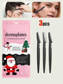 33-Piece Multifunctional Eyebrow & Hair Removal Kit, Christmas Pink/Black, Various Colors Available, Pink/Black Eyebrow Razor, Sharp Stainless Steel Eyebrow Trimmer With Cover - Portable Women's Painless Hair Remover (Product Surface May Have Some Scratches) - Christmas Bag - View 20