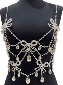 Cuier 1PC Graceful Flexible Butterfly Rhinestone Tassel Dress For Women Sexy Body Chain Jewelry For Party Nightclub Stage Accessories