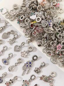 3/5/10/20/30/50pcs Fashionable Craft, European & American Style, Silver Gray To Pink Ombre Bowknot, Rose, Heart, Love Heart, Elephant, Star Shaped Pendants, DIY Bracelet & Necklace Accessories - Multicolor - View 10