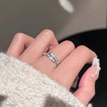 Snake-Shaped Ring Open Ring For Women Niche Design High-End Light Luxury Temperament Ring Personality Index Finger - Bạc - Xem 4