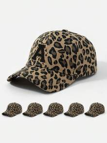 1pc Adjustable Black 26 Letter Leopard Print Baseball Cap, Outdoor Sun Protection Casual Hat Suitable For Travel, Beach, Unisex For Men And Women, Youth - Dark Leopard - View 11
