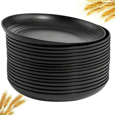 12/4/8 piezas Platos de plástico negro reutilizables de 8 pulgadas, adecuados para el hogar, comedor, dormitorio universitario, camping, picnic, servir postres y aperitivos, plato para huesos de pollo, regalo de Navidad de cocina, útiles escolares