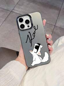 Funda de teléfono con diseño de gato de dibujos animados y firma del diseñador compatible con iPhone 16, 15, 14, 13, 12, 11 Pro Max, X, XR, XSMAX, 8, 7 Plus, con parte trasera mate resistente a los golpes.