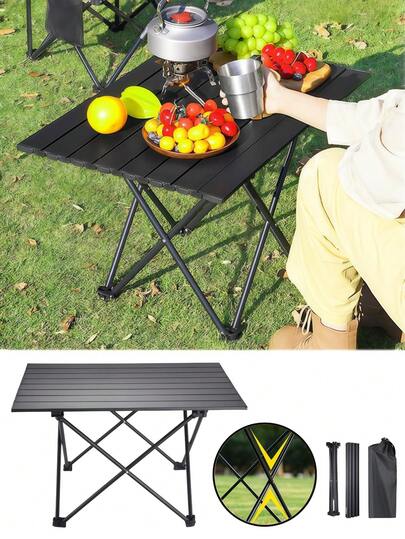1 pieza Mesa portátil de camping, mesa plegable de aluminio súper ligera para camping, playa, picnic, actividades al aire libre. Compacta y fácil de transportar, adecuada para uso en exteriores, picnic, barbacoa, cocina, festivales, playa, hogar.