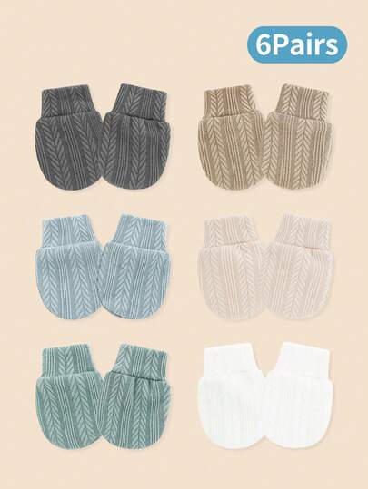 6 PCS Kids Elastic Warm Gloves - Thickened Cotton Blend Fingerless Gloves With Elastic Cuffs For Outdoor Sports & Winter Activities, Ages 0-12M