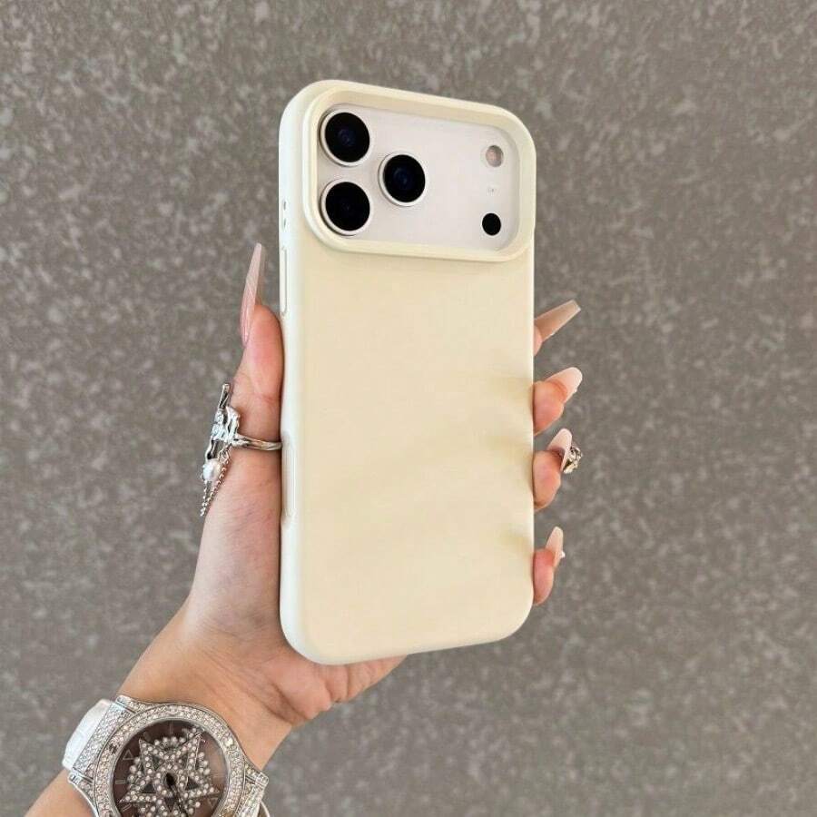 Simple Silicone Large Hole Soft Phone Case, Compatible With 17/17Pro/17Pro Max/17Air/ 16 15 14 13 12 11 Pro Max Fashion Case - 白色 - 查看 1