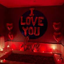 215/8pcs Red Valentine's Day Balloon Set, With "I LOVE YOU" Letter, Connected LOVE, 18-Inch Red Heart Foil Balloons. Suitable For Valentine's Day, Bridal Shower, Proposal, Wedding, Party Decoration, Birthday Decoration, Romantic Valentine's Day Home Decor, Party Supplies. - Multicolor - View 4