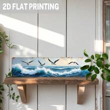 2D Flat - 1 Piece Style Seabird Flying Over Waves Metal Wall Hanging, 2D Flat Coastal Theme Decoration, Vintage Style Indoor/Outdoor Hanging Art, Suitable Beach Houses, Living Rooms, Bedrooms, Offices - 3.93x 15.74inch , No Electricity Required, Beach House Decoration |   Wave Design |   Durable Wall Art, Beach House Decor