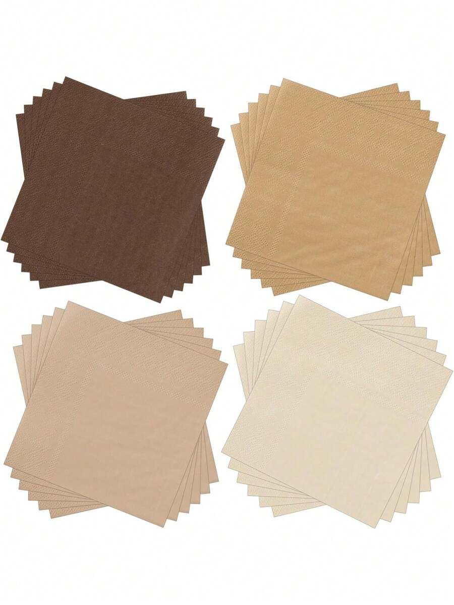 20/60/100 pièces Serviettes de cocktail de la série marron Serviettes jetables pour boissons Serviettes en papier carré pour dessert pour mariage, anniversaire, fête d'été 12,6 x 12,6 cm
