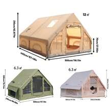 Hot Tent Inflatable Camping Tent Easy Setup 4 Season Glamping Tent With High Performance Inflatable Structure 4-6 Persons Waterproof Windproof Outdoor Self-Supporting Blow Up Tent Air Tent Portable House Hiking Fishing Tailgating - Yellow - View 6
