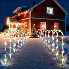 5-in-1 rote und grüne solar-betriebene Zuckerstangen-Lichter mit Schneeflocken-Ornamenten, Weihnachtsdekoration für Außenbereich, Garten, Weg, festliche Feiertags-Beleuchtung, solar-betriebene Außendekoration