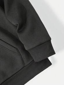 SU ER Men's Casual Chinese Character Print Hooded Sweatshirt With Pocket, Autumn/Winter - Dark Grey - View 7