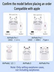 Lily Flower Earphone Case Cherry Blossom & Peach Flower Earphone Case Transparent Earphone Case With 1 Pink Flower Lanyard, Compatible With AirPods Pro (2nd Generation), 3, Pro, 1/2, 4