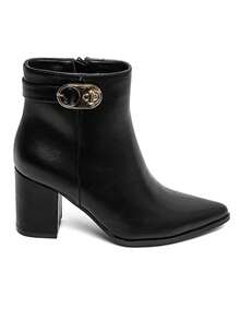 Bottines femme élégantes à talon bloc avec boucle dorée – نوير، مارون، بوردو - الأسود - مشاهدة 3